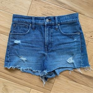 Madewell perfect jean shorts distressed denim cut offs high rise size 26
